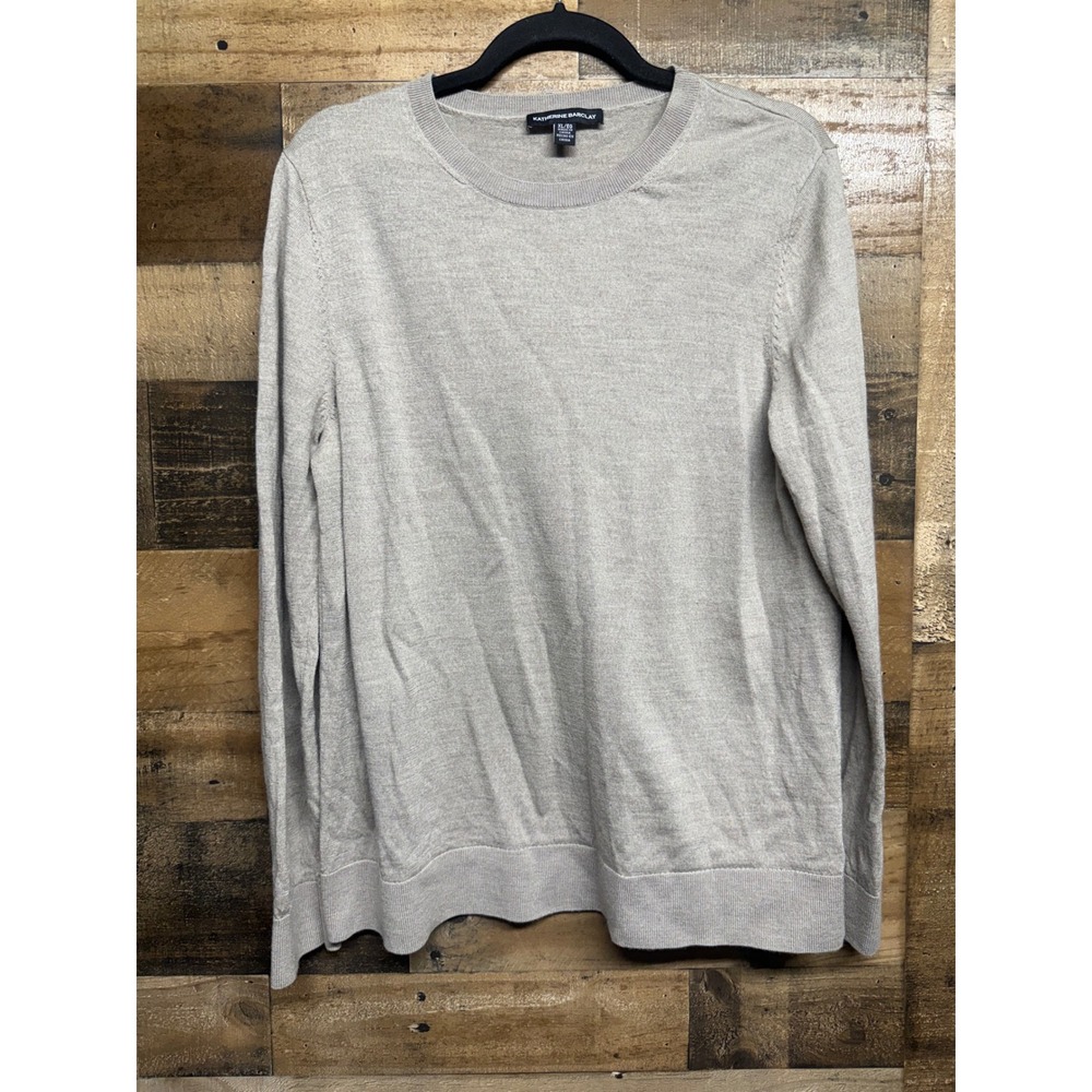Katherine‎ Barclay Merino Extra Fine Wool Sweater Gray Crewneck XL CU6428-4109